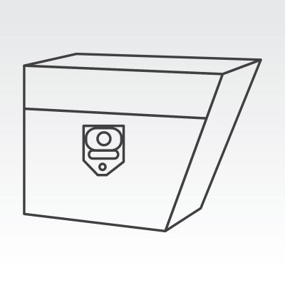 Left of wheel under tray toolbox
