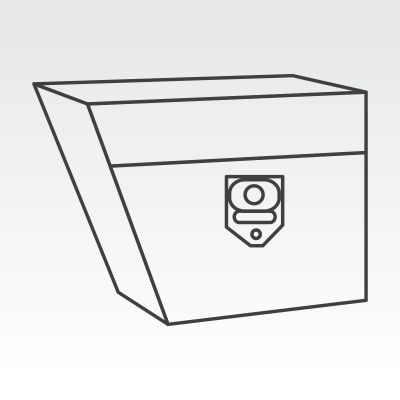 Right of wheel under tray toolbox