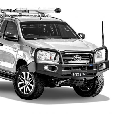 Black steel bull bar to suit Toyota Hilux 06 18 Flexiglass