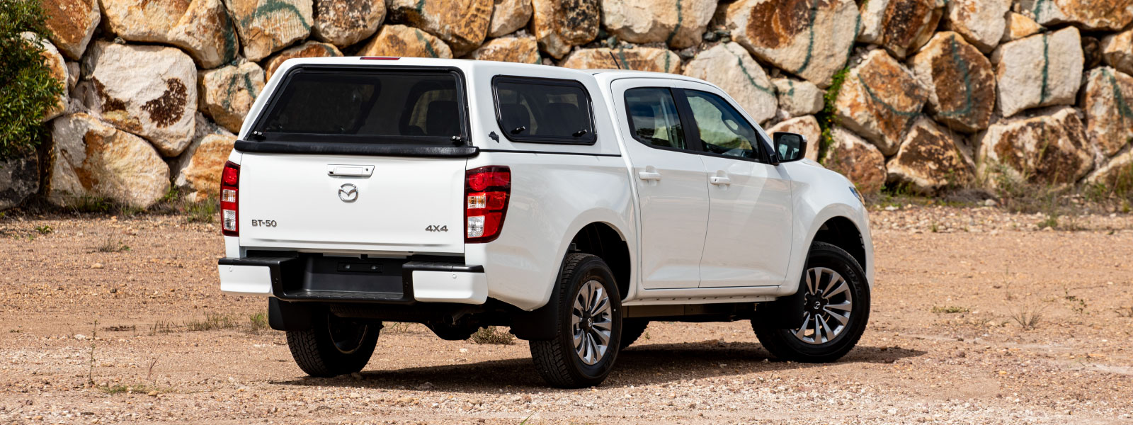 Mazda BT-50 on worksite with FlexiTrade canopy